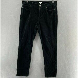 J. Jill Straight Leg Corduroy Jeans Womens 10 Black Mid Rise Pants Comfort Boho